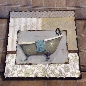 Bathroom Wall Picture muted colors Bathtub 8"X8"